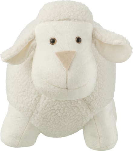 J-Line deurstopper Schaap - polyester - wit - H31 cm - 1,8 kg