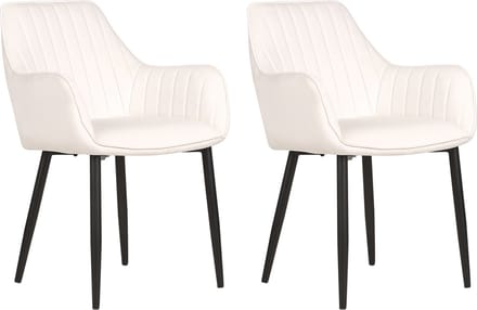 WELLSTON - Eetkamerstoel set van 2 - Gebroken wit - Fluweel