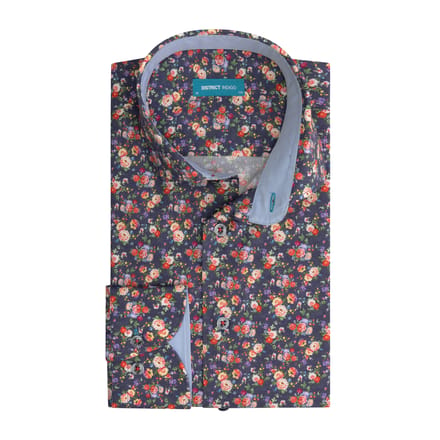 District Indigo Overhemd Print Navy   40