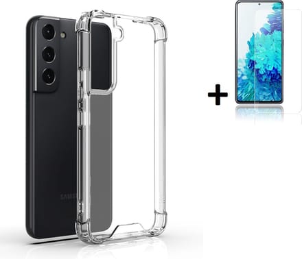 Geschikt voor Samsung Galaxy S22 Plus Hoesje - S22 Plus Screenprotector - S22+ Hoes Transparant Shock Proof Case + Screenprotector