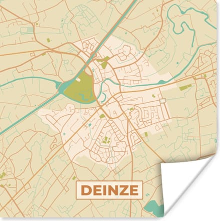 Poster Stadskaart - Deinze - Plattegrond - België - Kaart - 75x75 cm
