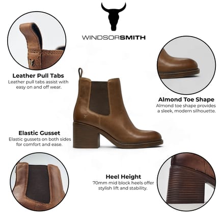 Windsor Smith Dames Tan Classic Leren Platform Enkel Chelsea Laarzen - Varsity