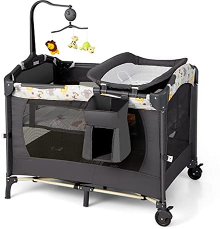 Opvouwbaar 4-in-1 Babybed met Matras en Luiertafel