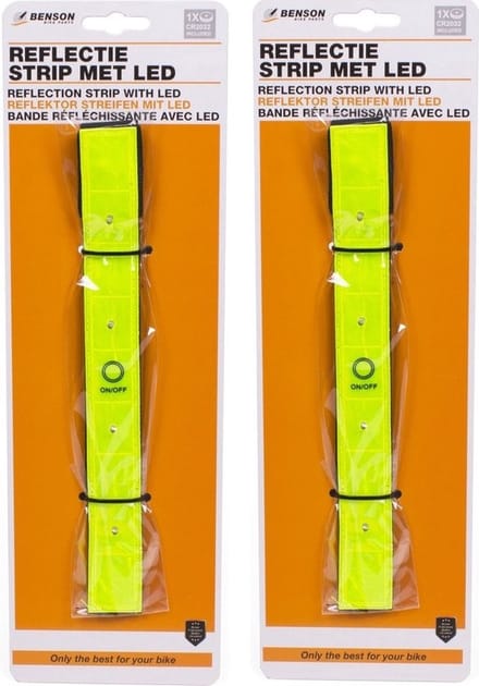 Benson reflecterende armband - met led - 2 stuks - Verstelbaar