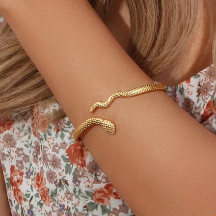 Slang Armband Dames - 925 Sterling Zilver - 18K Verguld - Dames Sieraden - Open Bangle