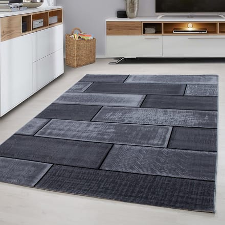 Flycarpets Marlon Vloerkleed - Laagpolig - Zwart / Grijs - 80x150 cm