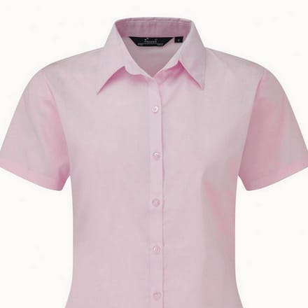 Premier Popeline blouse met korte mouwen / Gewoon werkoverhemd (Roze)