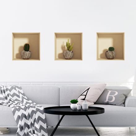 Sticker met 3D-effect van exotische cactussen, 30 x 90 cm