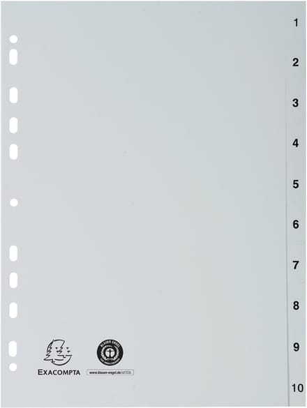 Exacompta Tabbladen met bedrukte tabs in gerecycled PP - 31 tabs - 1 tot 31 - A4 maxi - Grijs - 2931E
