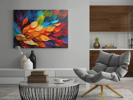 Canvas Schilderij - Abstract - Kleurrijke Bladeren - 120x80x2 cm