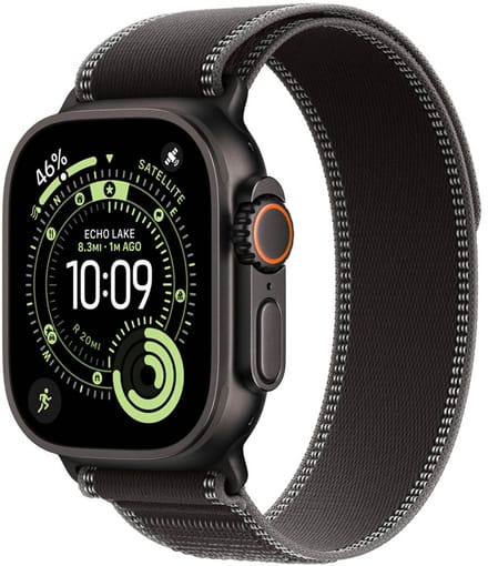 Apple Trail Loop Band voor de Apple Watch | 44/45/46/49 mm - Maat M/L - Charcoal Black / Natural Titanium