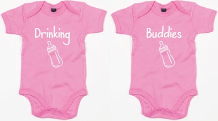 Rompertjes - Drinking Buddies-Bubble Gum Pink-0-3 Maanden