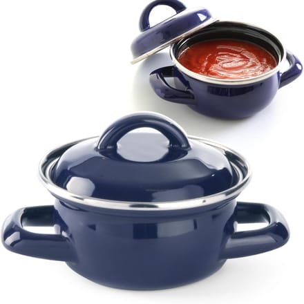 HENDI Soep- en sauspannetje – met deksel – geëmailleerd – 0,5L – blauw
