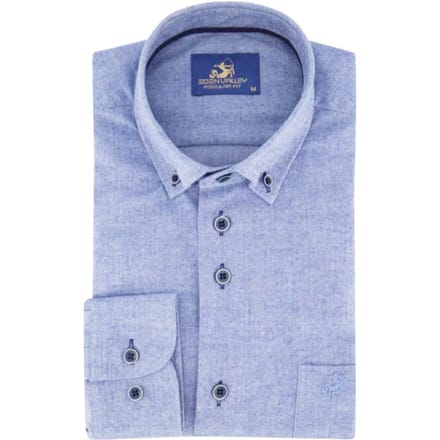 Eden Valley - Lange mouw overhemd - Heren - L - Blauw - Katoen - 515020 Regular fit