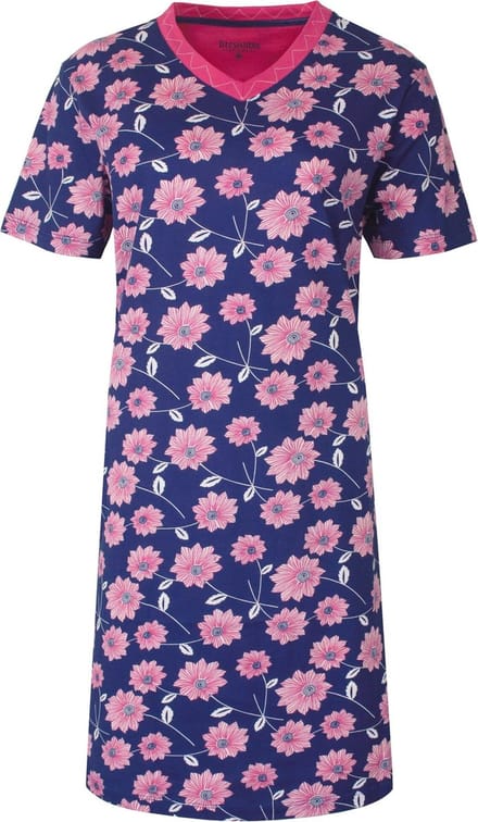 Irresistible Dames Nachthemd - Katoen - V Hals - Blauw - Maat M