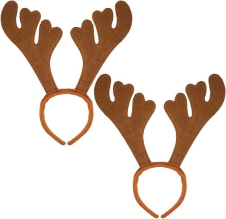 Rendier diadeems - 2x - bruin - 32 x 31 cm - polyester - kerst haarband