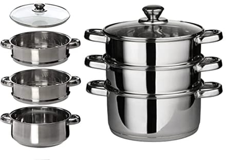 Stoomboot Set Met Glazen Deksel - 3 Tier Kookgerei 22CM