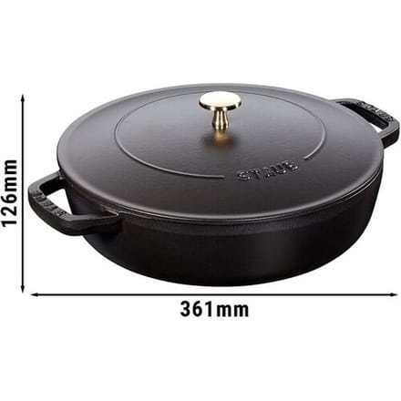 STAUB BRAISERS - Sauteerpan met Chistera Drop Structure - 280mm - Gietijzer - Zwart