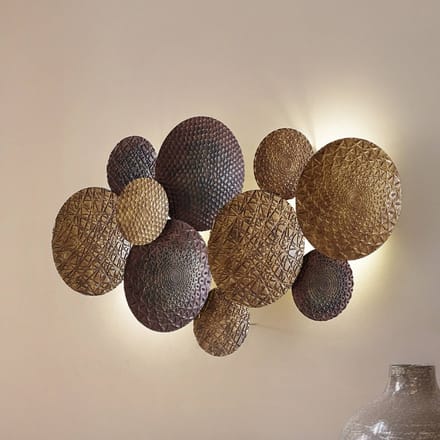Lindby - wandlamp - 2lichts - IJzer - H: 51 cm - E27 - goud, koper