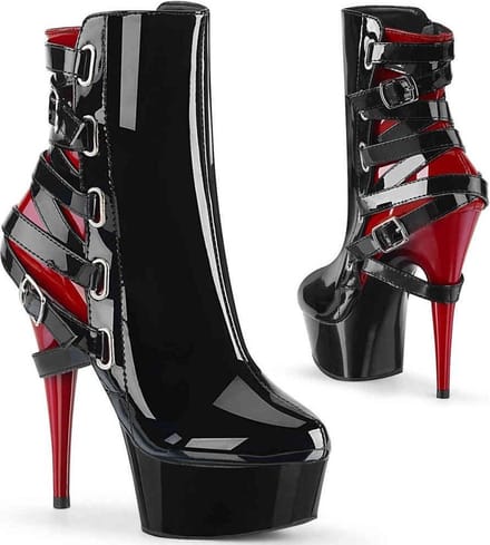 Pleaser - DELIGHT-1012 Plateau Laarzen - US 6 - 36 Shoes - Zwart/Rood