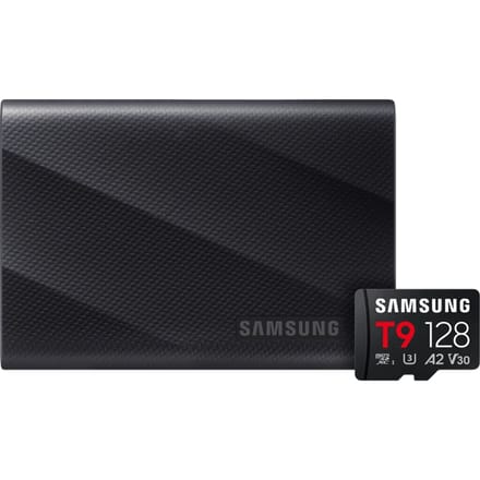 Samsung T9 Portable SSD 2TB Zwart + Samsung MicroSDXC T9 128GB 200MB/s