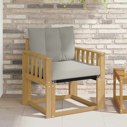 vidaXL - Buitensofa - Massief - Acaciahout - en - Textilene - Wit