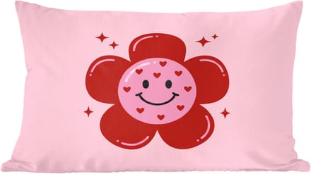 Sierkussens - Kussentjes Woonkamer - 50x30 cm - Bloem - Roze - Hartjes