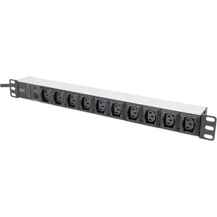 Digitus DN-95404 19 inch Stekkerdoos voor patchkast 1 HE Apparaatcontactdoos C13 10A Zwart