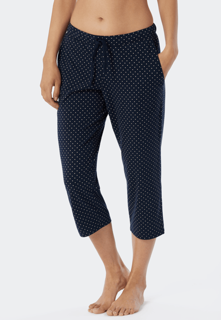 SCHIESSER Mix+Relax nachtkleding dames - dames broek 3/4-lengte stippen donkerblauw