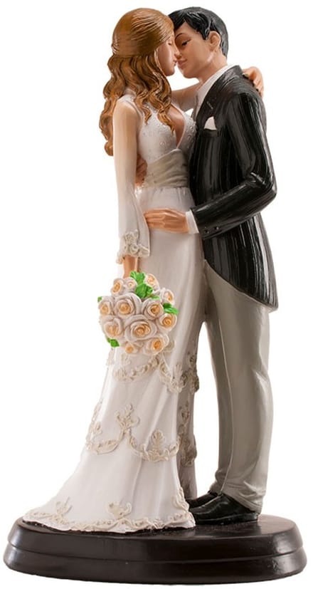 DEKORA - Kusscène bruidspaar figuur 18 cm voor bruidstaart