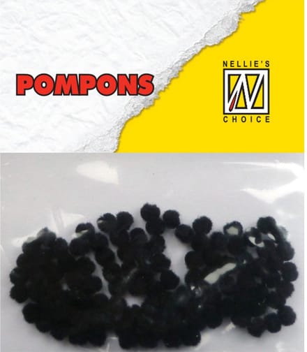 Nellie Snellen Pompoms Mini - 3mm - 100stuks - Col. 1924 Zwart