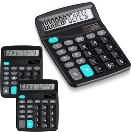 Bureaurekenmachine Set - Rekenhulp Kantoor - Dagelijkse Berekeningen - Groot LCD Display - 12 x 15 cm - Zwart