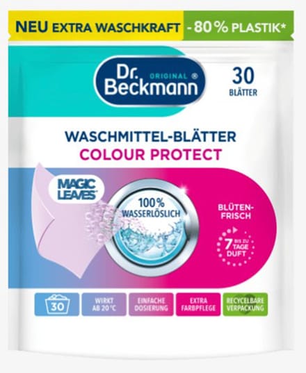 Dr. Beckmann Wasmiddeldoekjes / Wasmiddelstrips 30 STUKS / Witte-en Bonte Was /Magic Leaves Universeel / Vegan- geen conserveringsmiddel-80% minder plastik