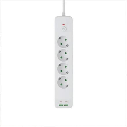 8-in-1 Stekkerdoos met USB-A & USB-C – 1,8 m – Overspanningsbeveiliging – Wit
