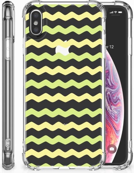 Apple iPhone Xs Max Doorzichtige Silicone Hoesje Waves Yellow