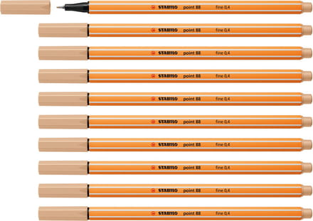 STABILO point 88 - Premium Fineliner - Fine 0,4 mm – Nude– Doos 10 stuks