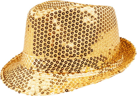 Boland - Hoed Popstar sequins goud Goud - 59 - Volwassenen - Unisex - 80's & 90's - Disco