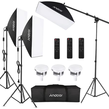 Andoer Studio Fotografie Light Kit Softbox Verlichtingsset met 85W 2800K5700K Bicolor Temperatuur EU Plug black