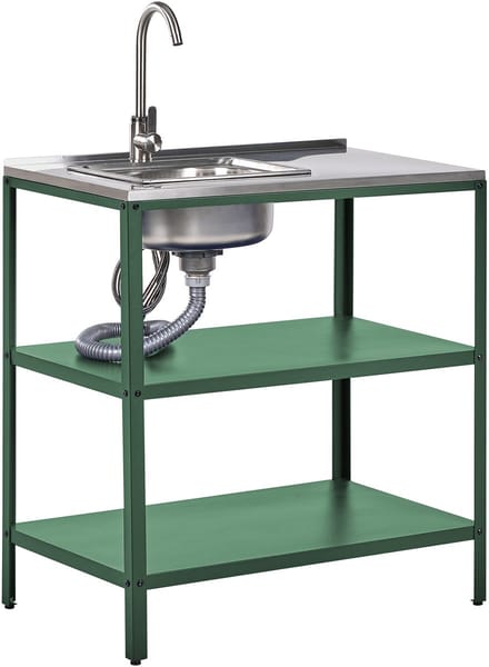 VILAMA - Buitenkeuken met spoelbak - Groen - 80x50x92 cm - Staal