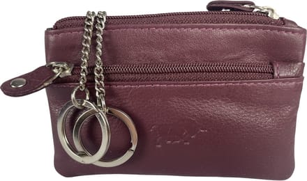 Mini Portemonnee – Bordeaux Rood - Soepel Leer - Sleuteletui met rits – Portemonnee Dames Klein - Arrigo