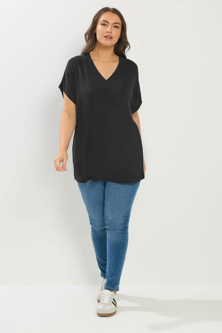 Yours Zwart Tshirt Met Aangegroeide Mouwen Size 66-68