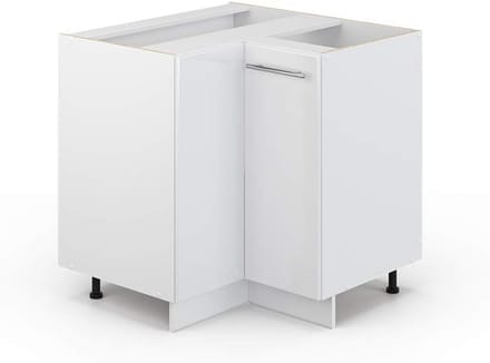 Moderne Hoekonderkast voor Keuken in Wit Hoogglans