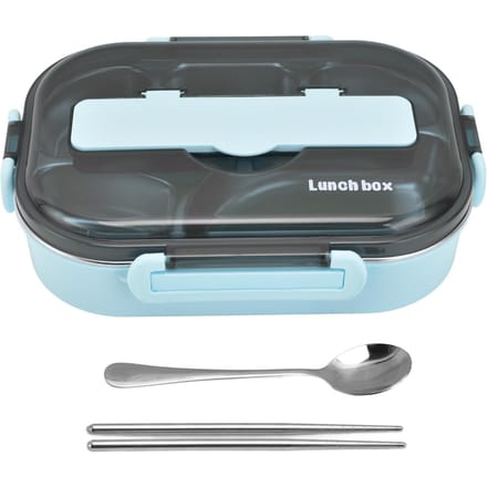 1.3L Thermische Lunchbox RVS 5 Compartimenten Lunchbox met Eetstokjes Lepel voor School L(for 6.5-9kg) white