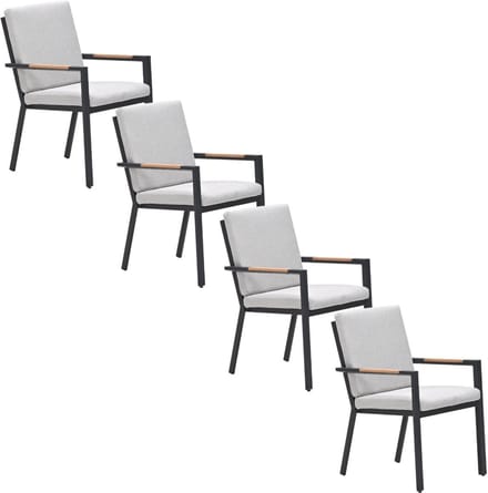 Garden Impressions Kasper tuinstoel stapelbaar donker grijs - 4 stuks