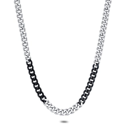 Twice As Nice Halsketting in edelstaal, gourmet, zwart 50cm