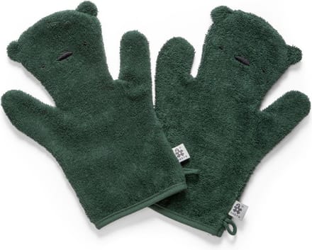 Sebra - Washandje Beer (Set van 2) - Washandjes - Bottle Green