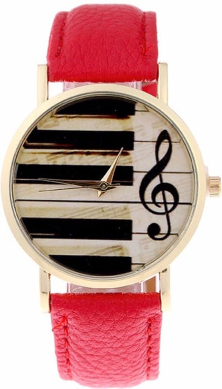 Hidzo Horloge Piano - Ø 37 mm - Rood - Kunststof