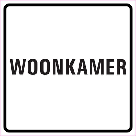 Woonkamer sticker, wit zwart 100 x 100 mm