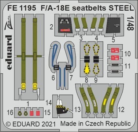 Eduard Modelbouwdecoratie - FE1195 Seatbelts Steel for F/A-18E - MENG Photo-etch