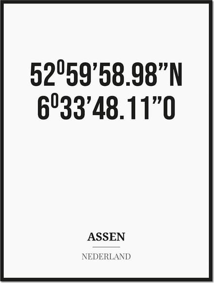 Poster/kaart ASSEN met coördinaten